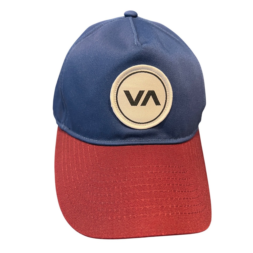 RVCA VA Snapback Hat Navy Blue Burgundy Red Two Tone Adjustable Cap OS NEW